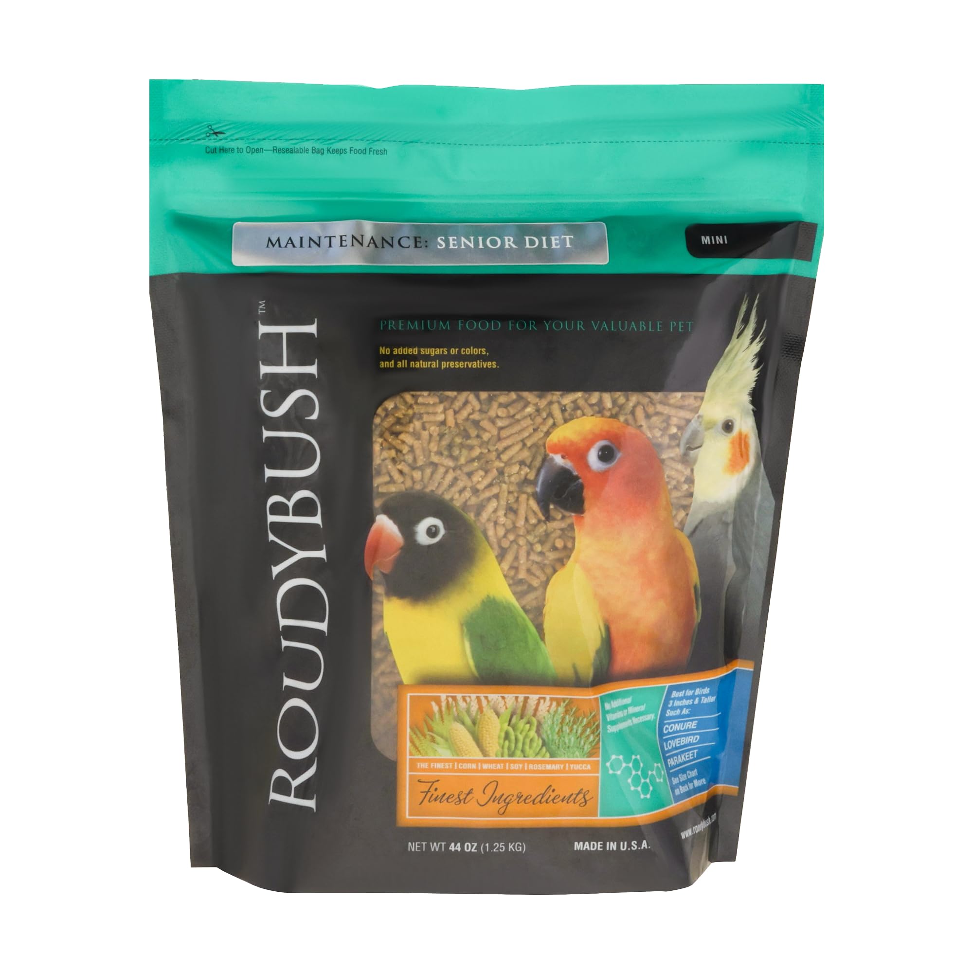 RoudyBush Senior Diet mini 44oz bag for reliable daily bird nutrition