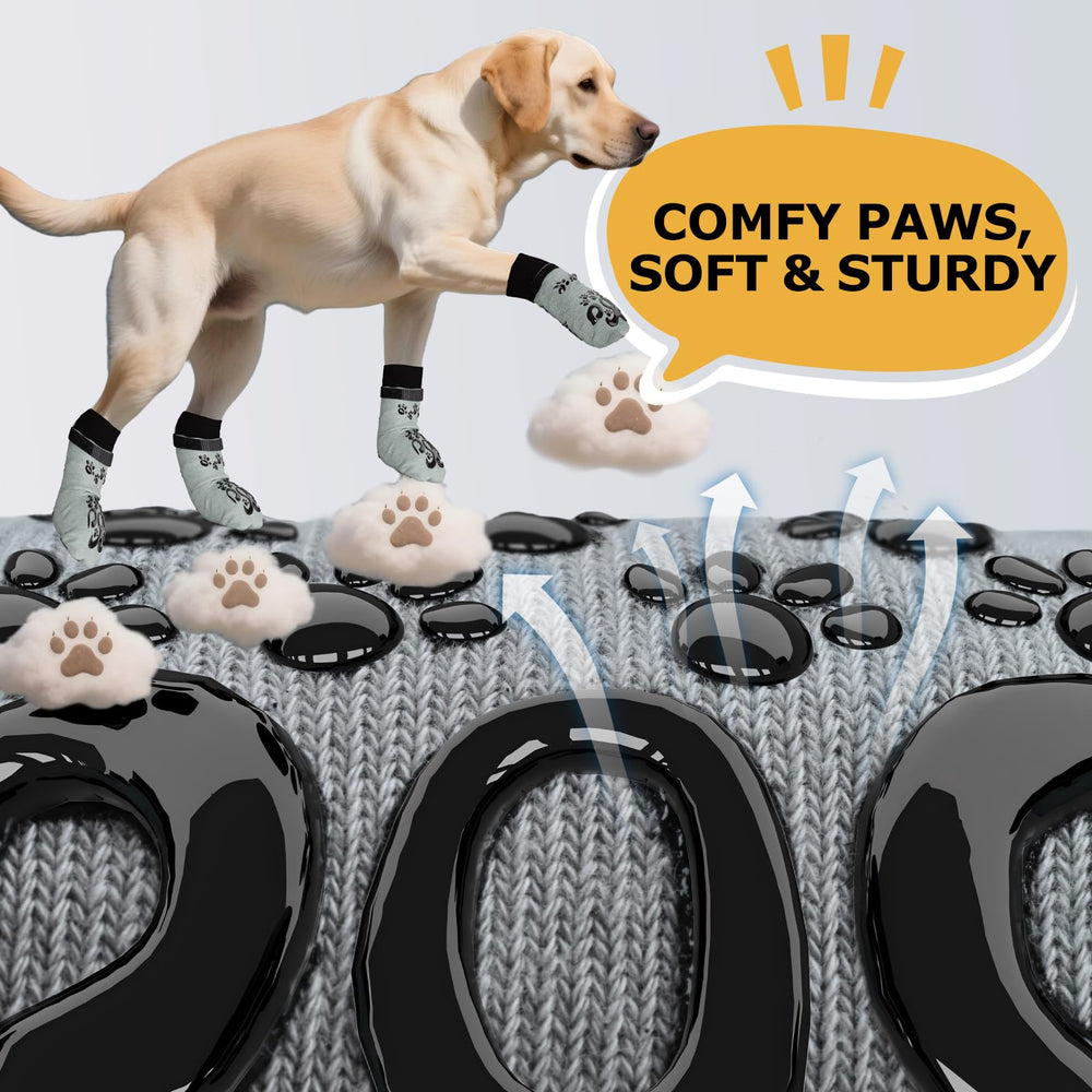 ROUWINNE anti-slip dog socks adjustable straps keep socks secure.