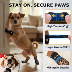 ROUWINNE anti-slip dog socks elastic-band closeup demonstrates adjustable fit for secure binding.