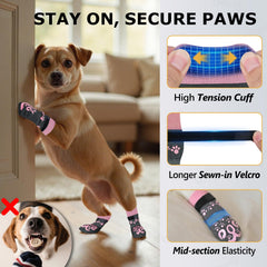 ROUWINNE elastic band close-up on dog sock shows secure fit
