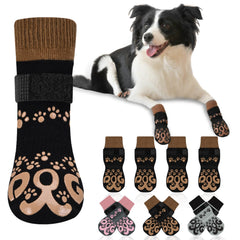 ROUWINNE anti-slip dog socks on a paw showing secure indoor grip