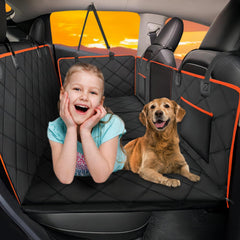 ROUWINNE back seat extender offers a roomy dog bed area for safer car rides