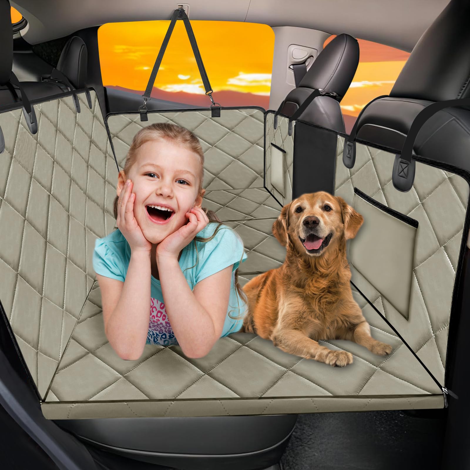 ROUWINNE back seat extender wide 53in for more dog space on road trips.