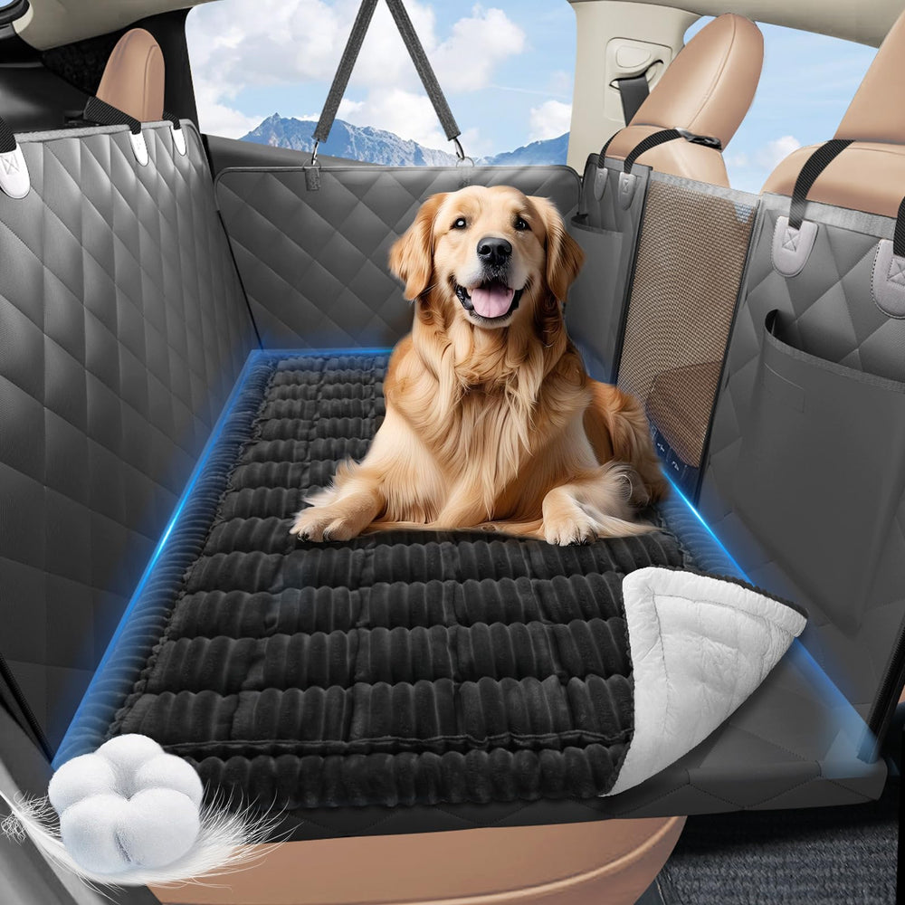 ROUWINNE backseat dog bed non-slip bottom for secure car travel.