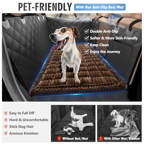 ROUWINNE backseat dog bed with ultra-soft flannel surface for cozy rides
