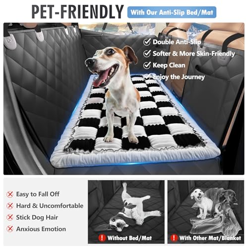 ROUWINNE car backseat extender fit provides snug coverage protecting upholstery from fur