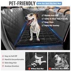 ROUWINNE car backseat extender protector guards against claws, fur, and spills.