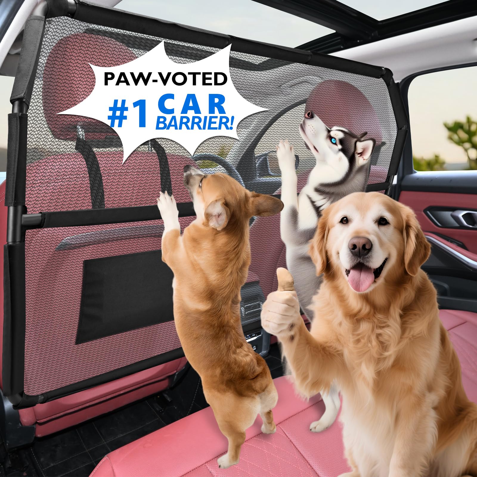 ROUWINNE cargo-area gate image shows secure pet containment with cargo protection.