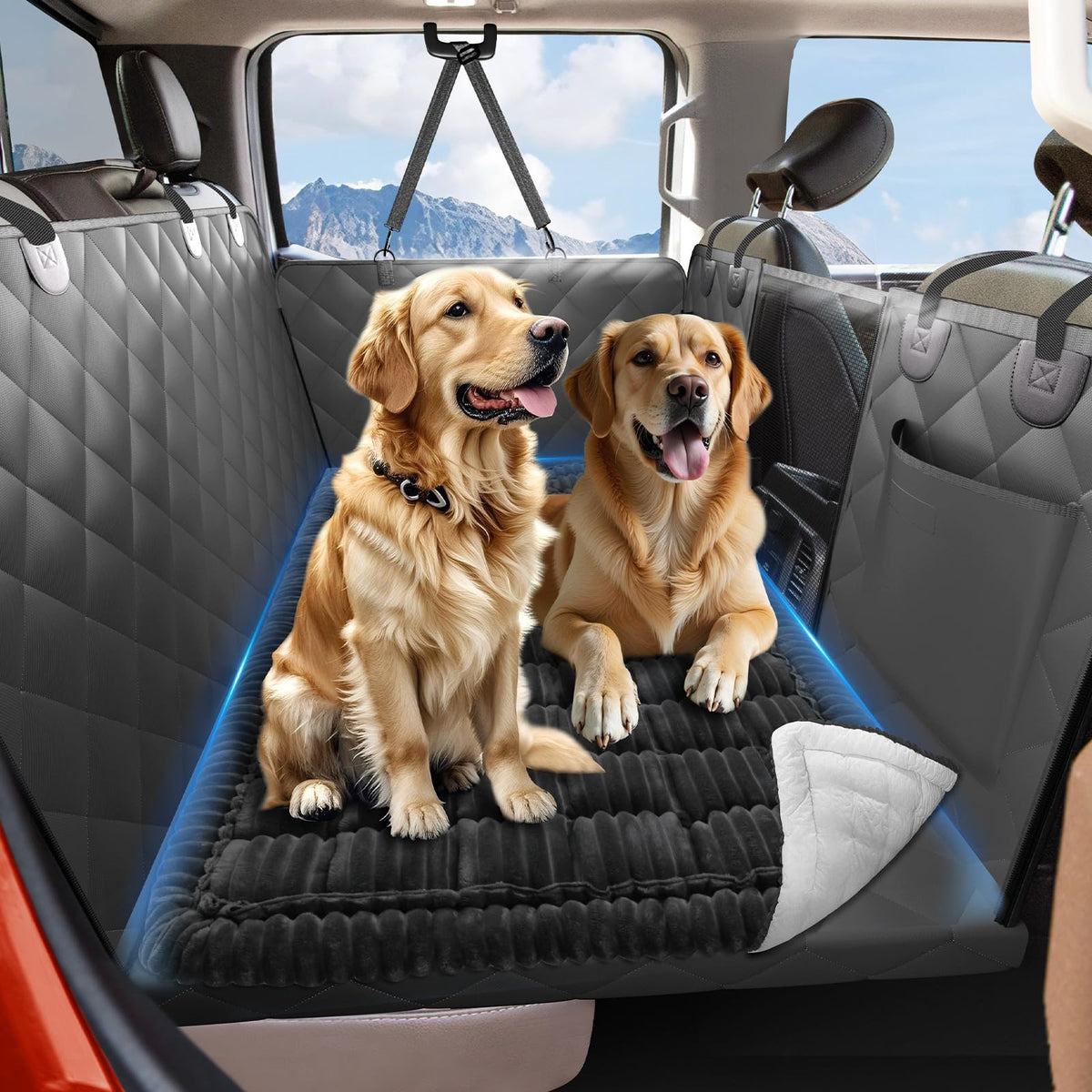 ROUWINNE dog bed on truck back-seat non-slip keeps pets secure during trips