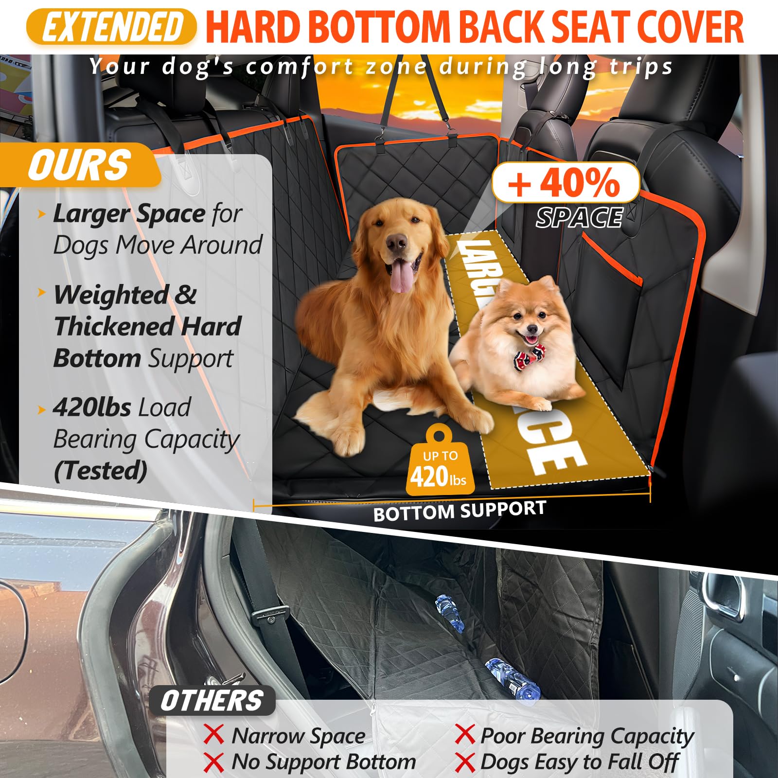 ROUWINNE dog hammock waterproof material shows easy cleanup after muddy paws