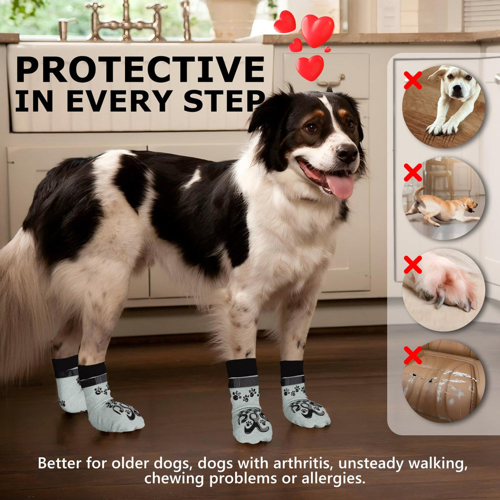 ROUWINNE dog socks size range—suits small to large dogs.