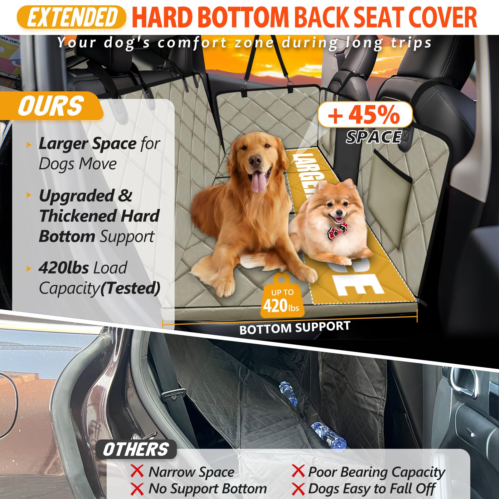 ROUWINNE hard-bottom plate provides 420lbs support for larger dogs.