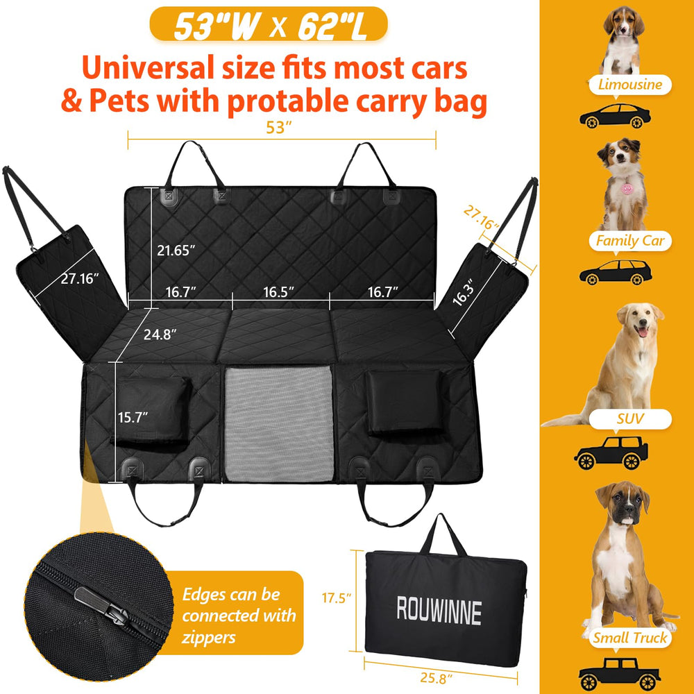 ROUWINNE mesh window allows airflow and reduces dog anxiety during trips.