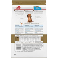 Royal Canin Dachshund Puppy dry food bag front highlighting breed-specific formula for targeted growth