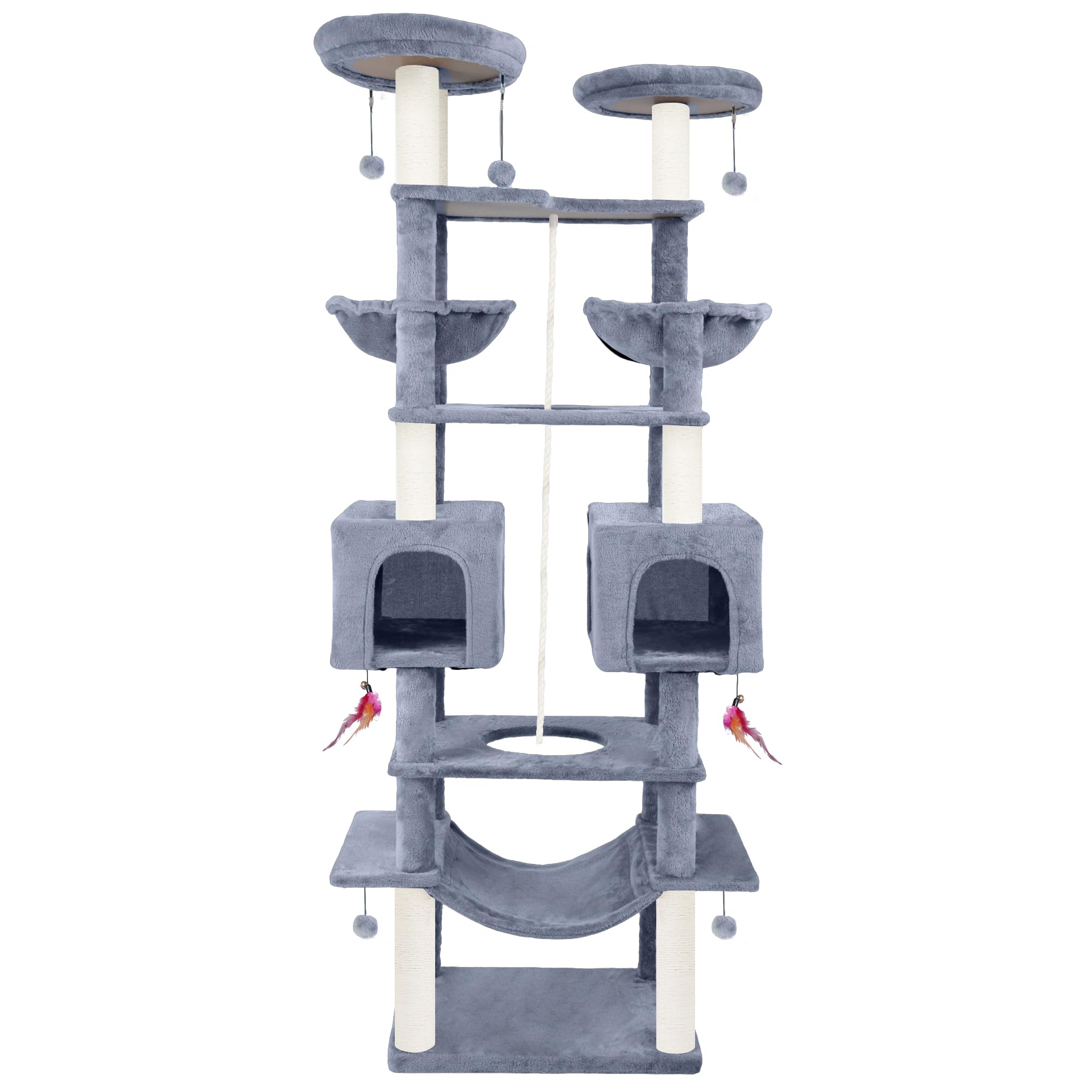 Roypet 71in cat tree hammock offers a cozy resting spot for indoor cats.