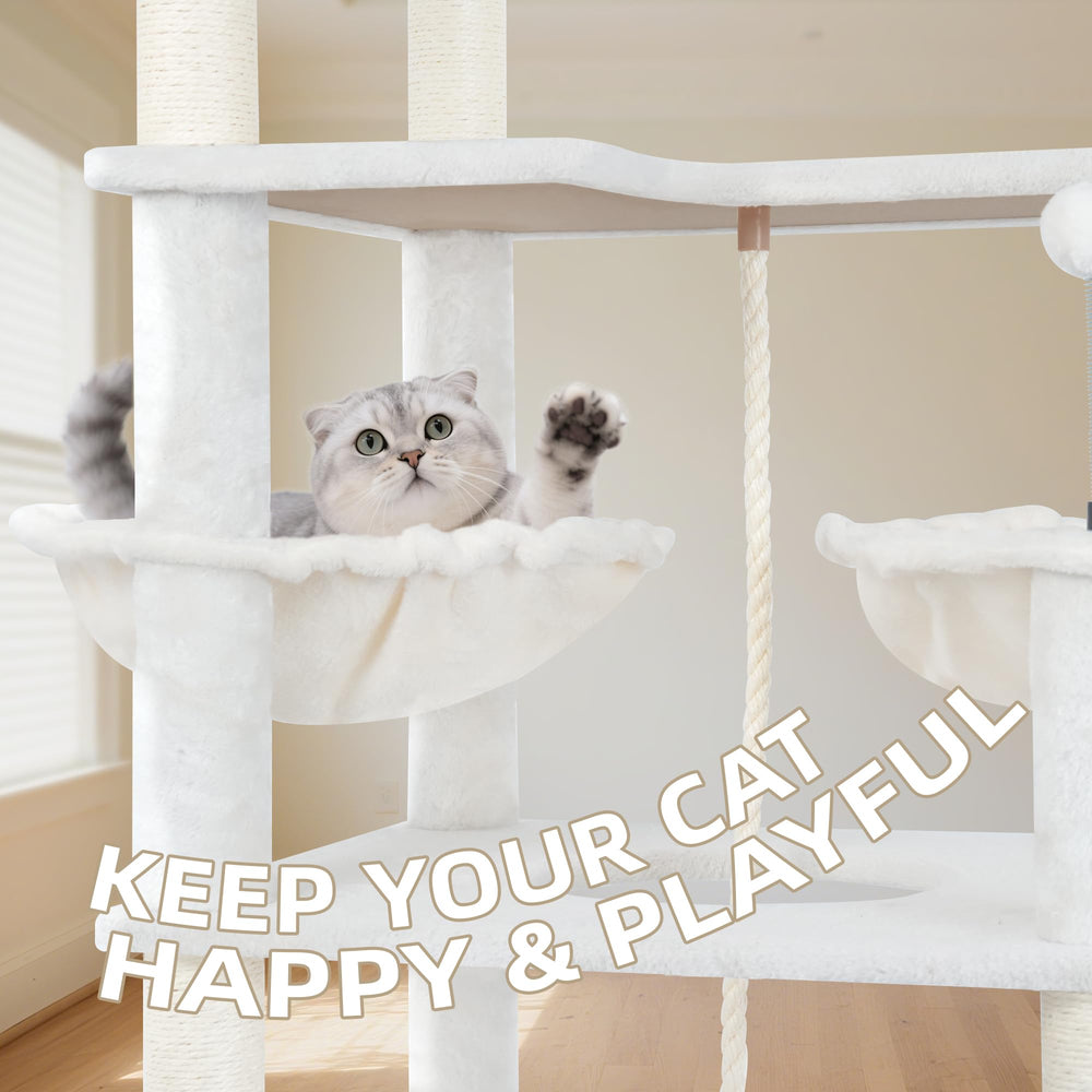 Roypet 71in cat tree plush perches create cozy lounging zones