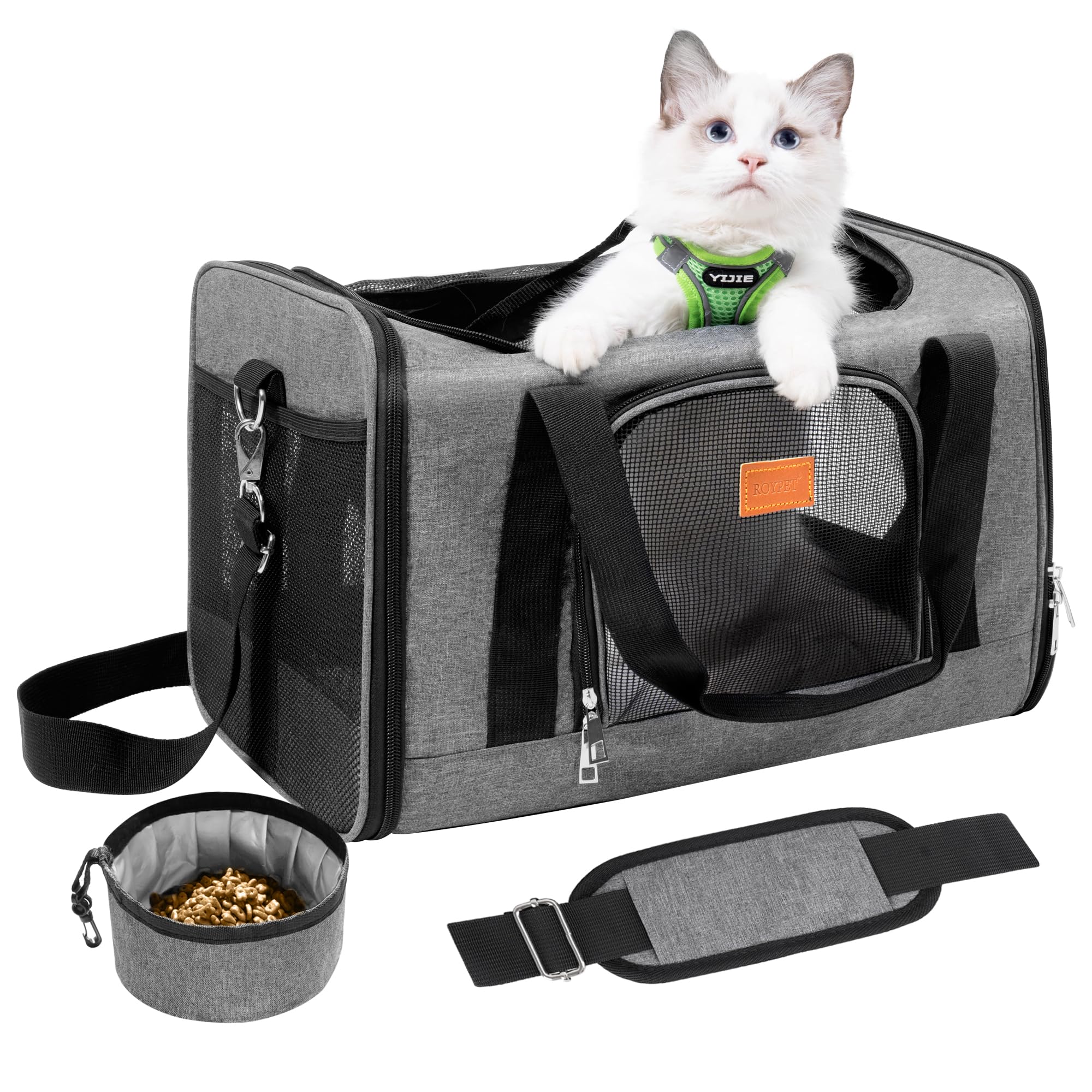 ROYPET cat carrier folded flat for easy travel storage