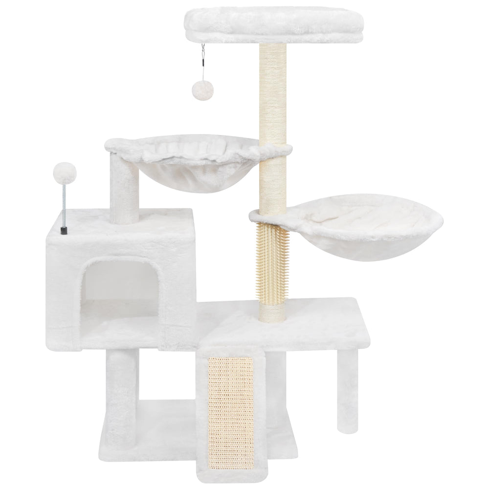 ROYPET cat tree condo beige provides a cozy private retreat.