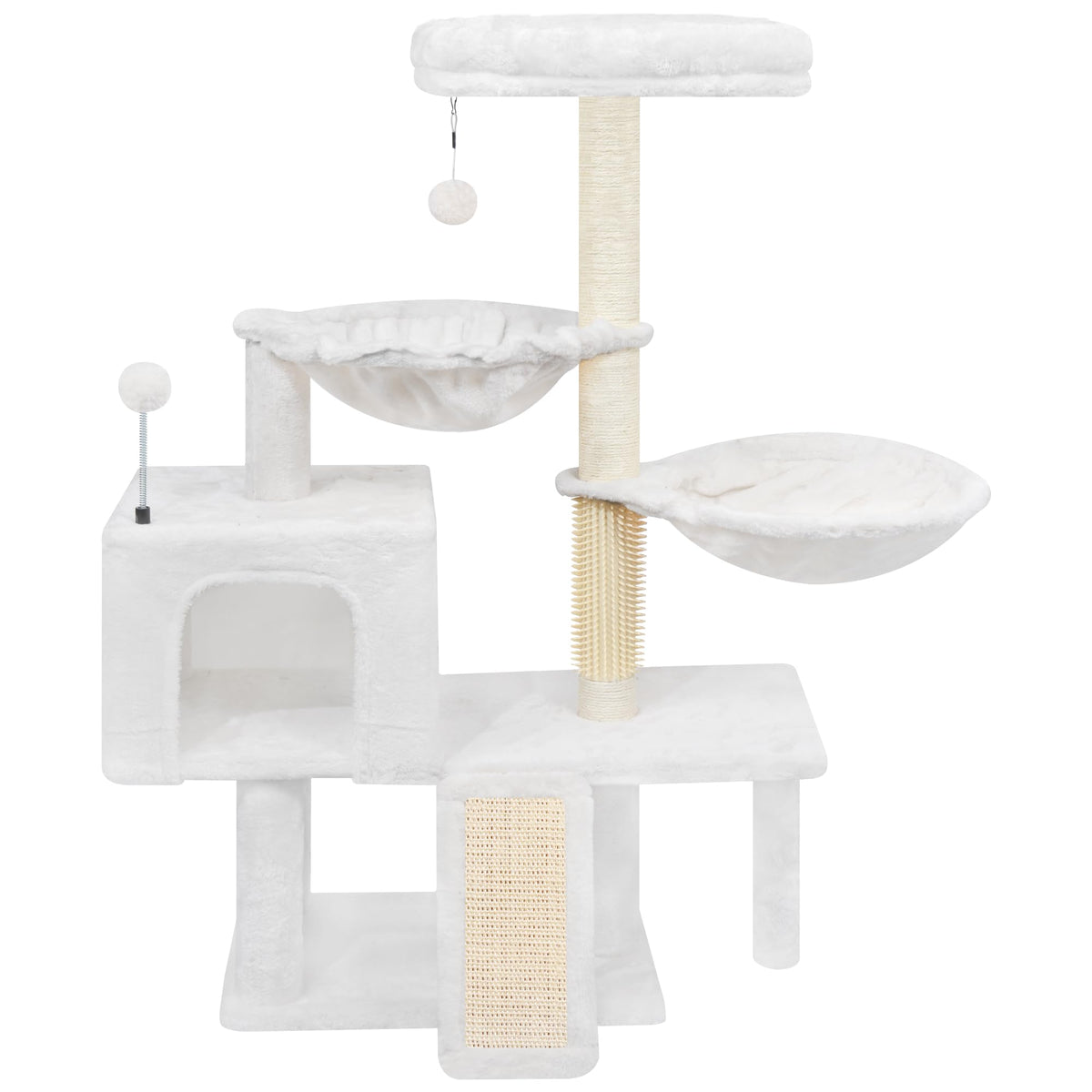 ROYPET cat tree condo beige provides a cozy private retreat.