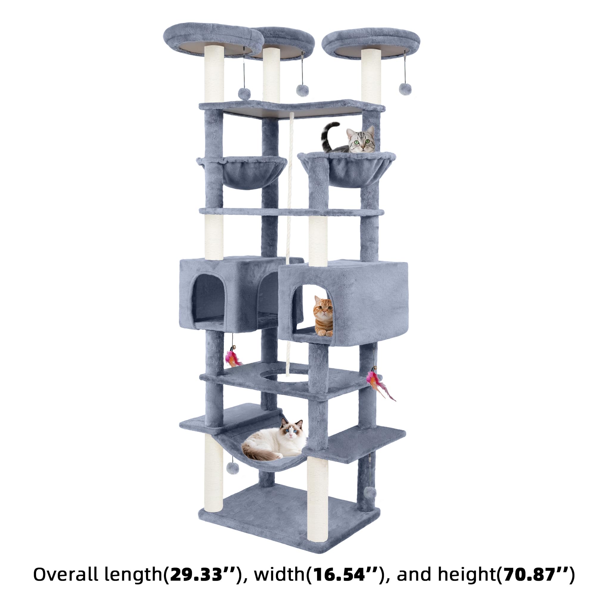 Roypet cat tree condos and perches create private retreats for multiple cats.