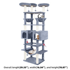 Roypet cat tree condos and perches create private retreats for multiple cats.