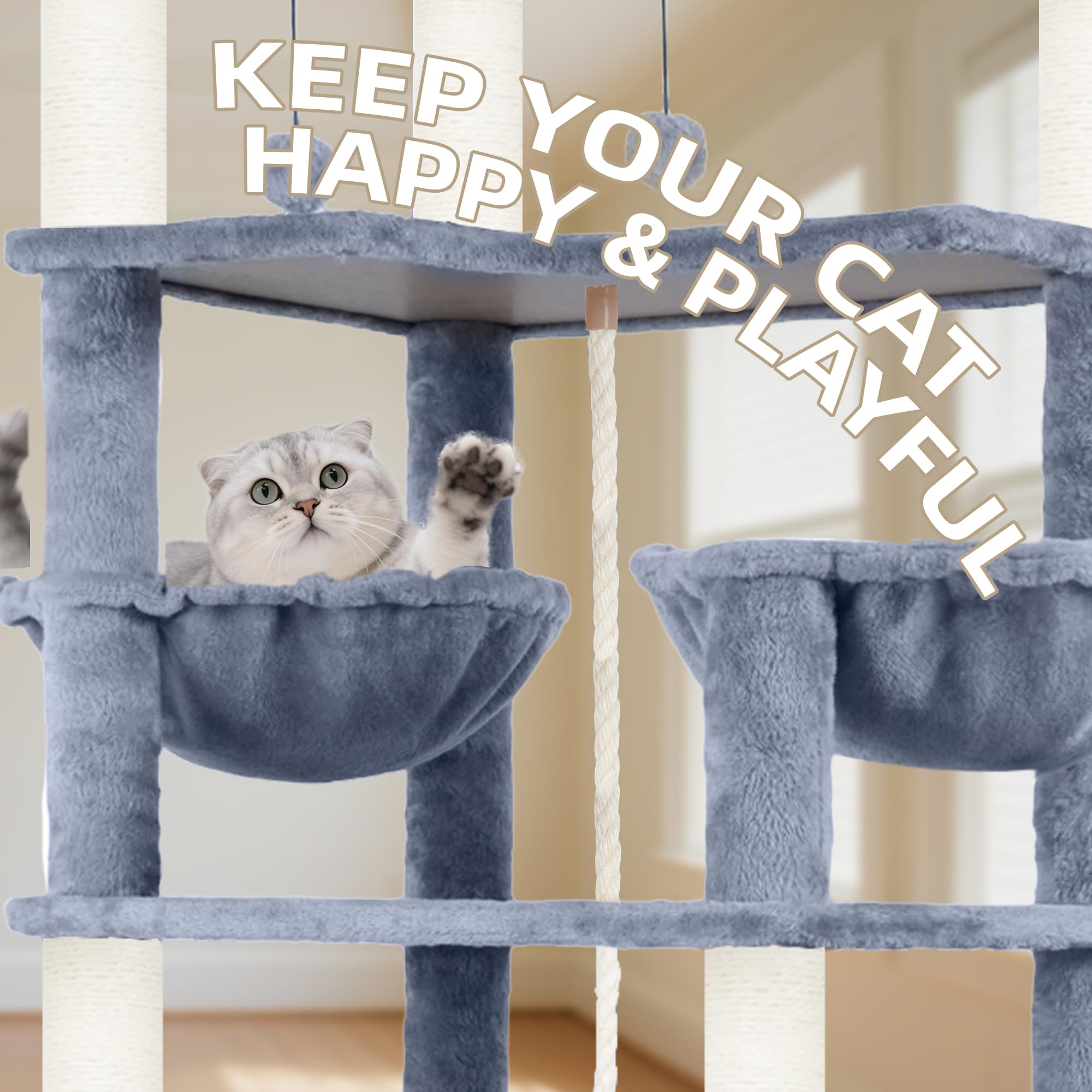 Roypet corner-design cat tree fits small rooms while expanding vertical play.