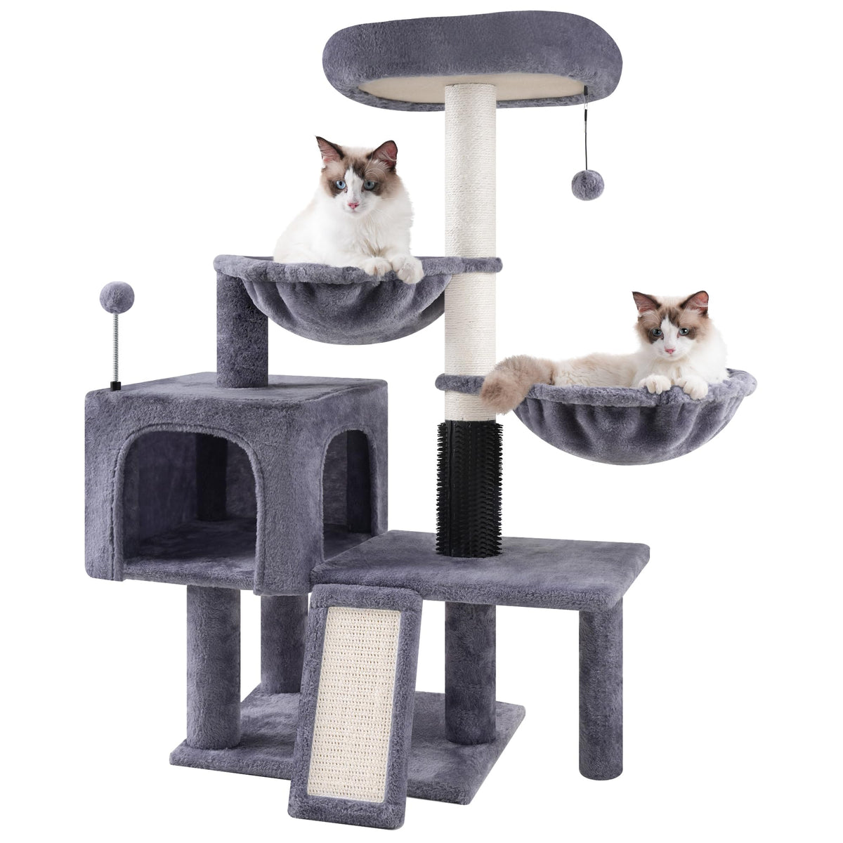 Roypet cat tree grey condo — cozy feline retreat for naps and privacy