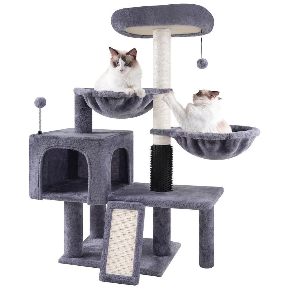 Roypet cat tree plush condo interior — soft, snuggly hideaway for quiet cats