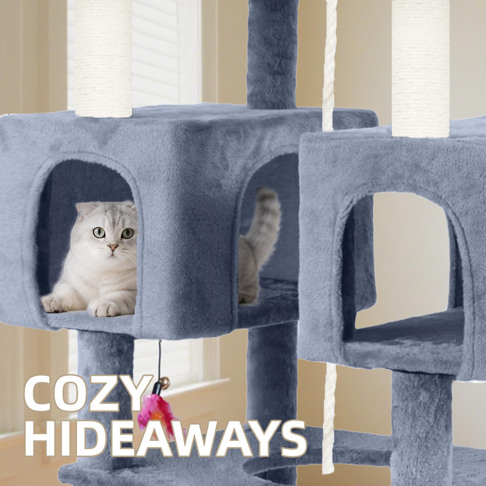 Roypet plush rest zones with perches and hammock inspire warm naps.