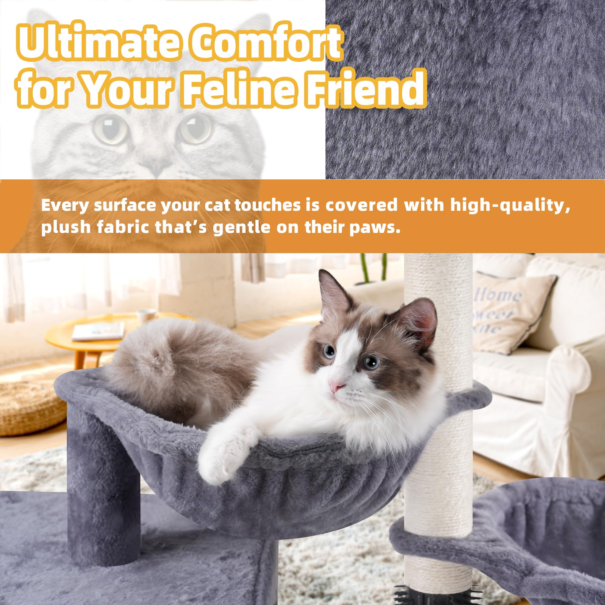 Roypet cat tree reinforced base — sturdy support for jumping and daily play
