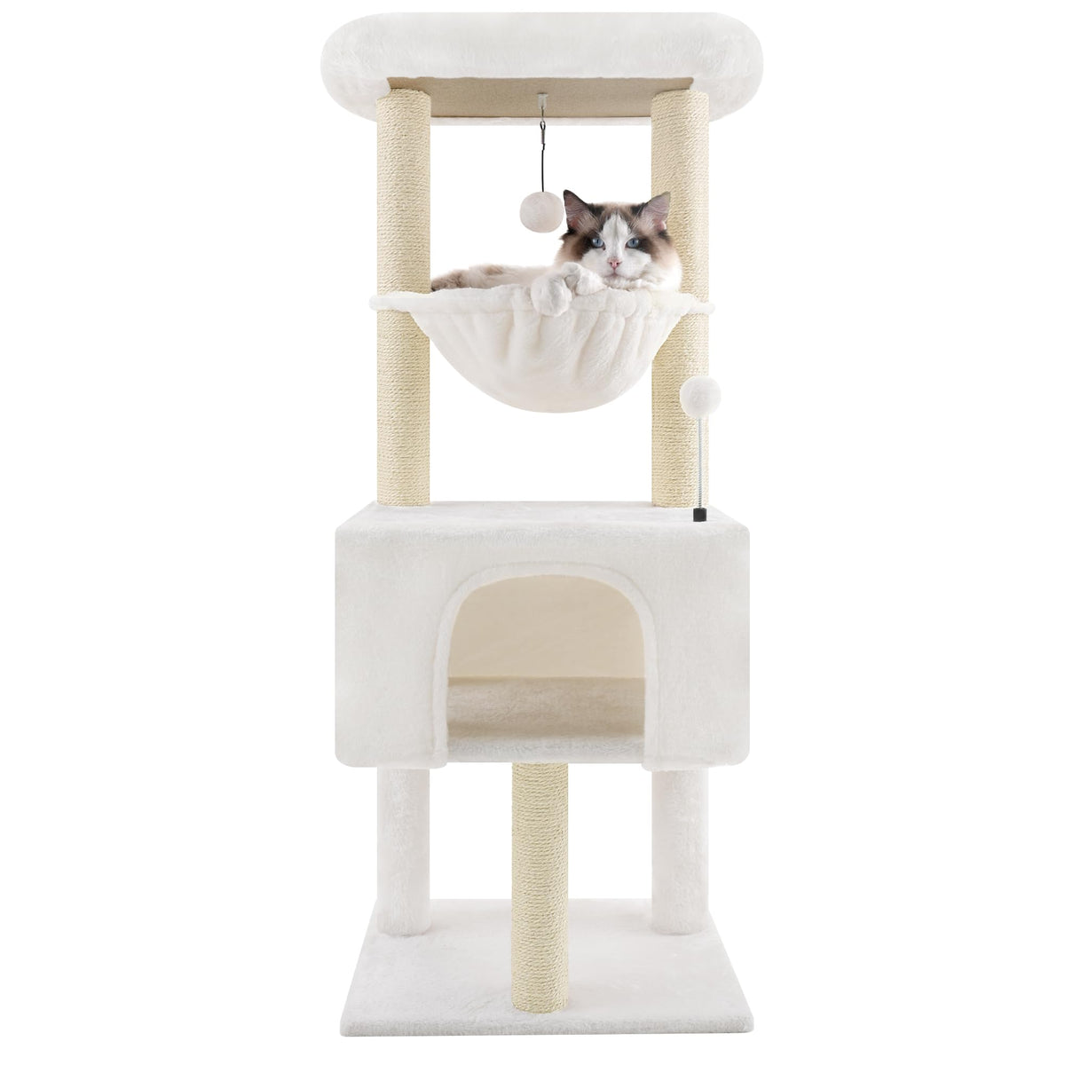 ROYPET Fashion Design 43.3-inch cat tree corner design supports vertical play and compact spaces.