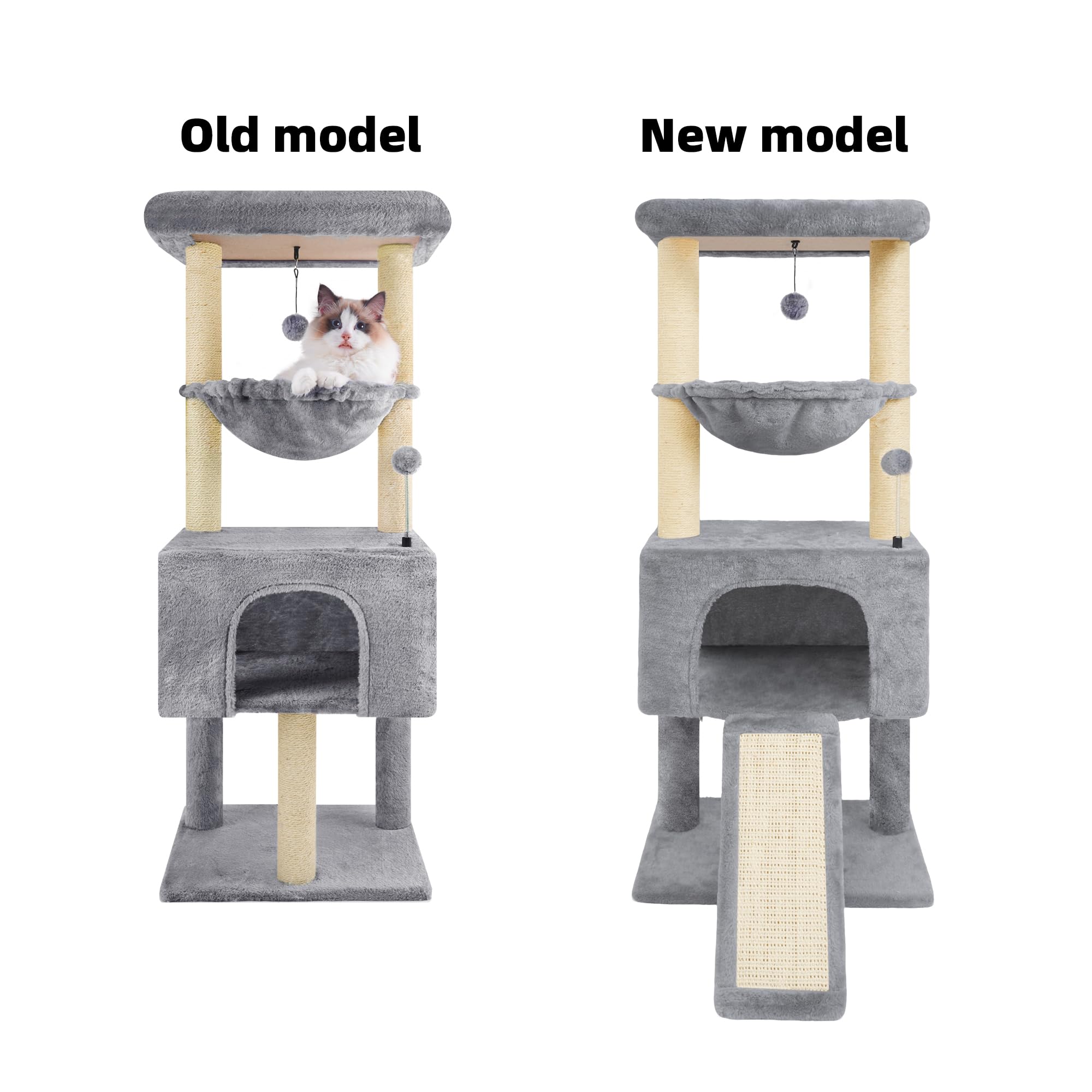 Roypet cat tree grey plush fabric offers inviting, cozy lounging for pets