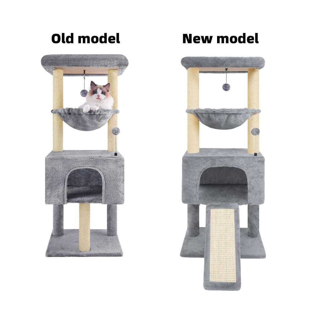 Roypet cat tree grey plush fabric offers inviting, cozy lounging for pets