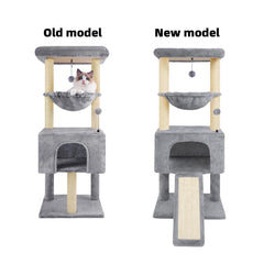 Roypet cat tree grey plush fabric offers inviting, cozy lounging for pets