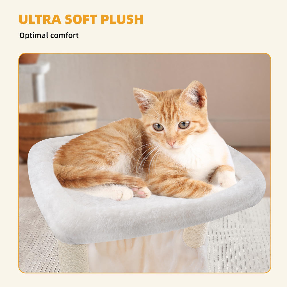ROYPET Fashion Design 43.3-inch cat tree padded perches provide serene observation points.