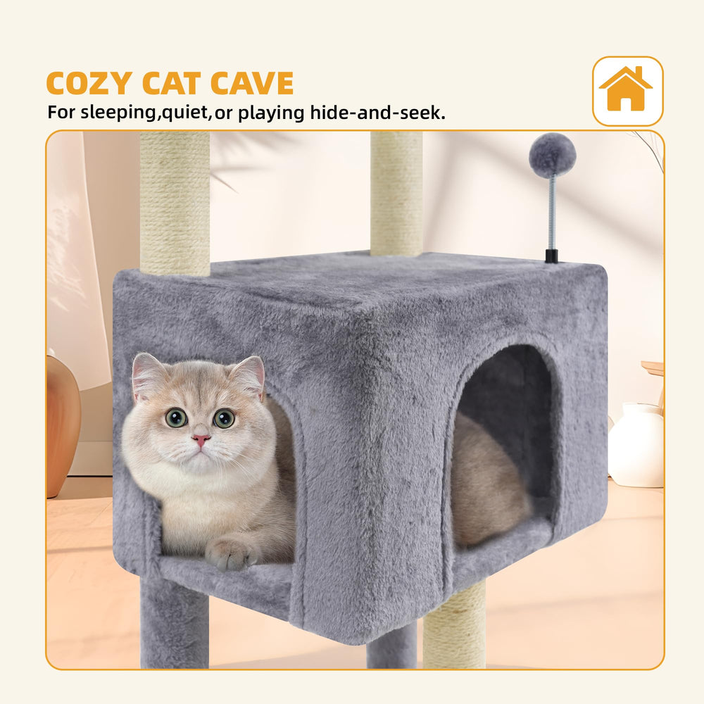 Roypet perches and padded spots provide serene vantage points for napping or observing