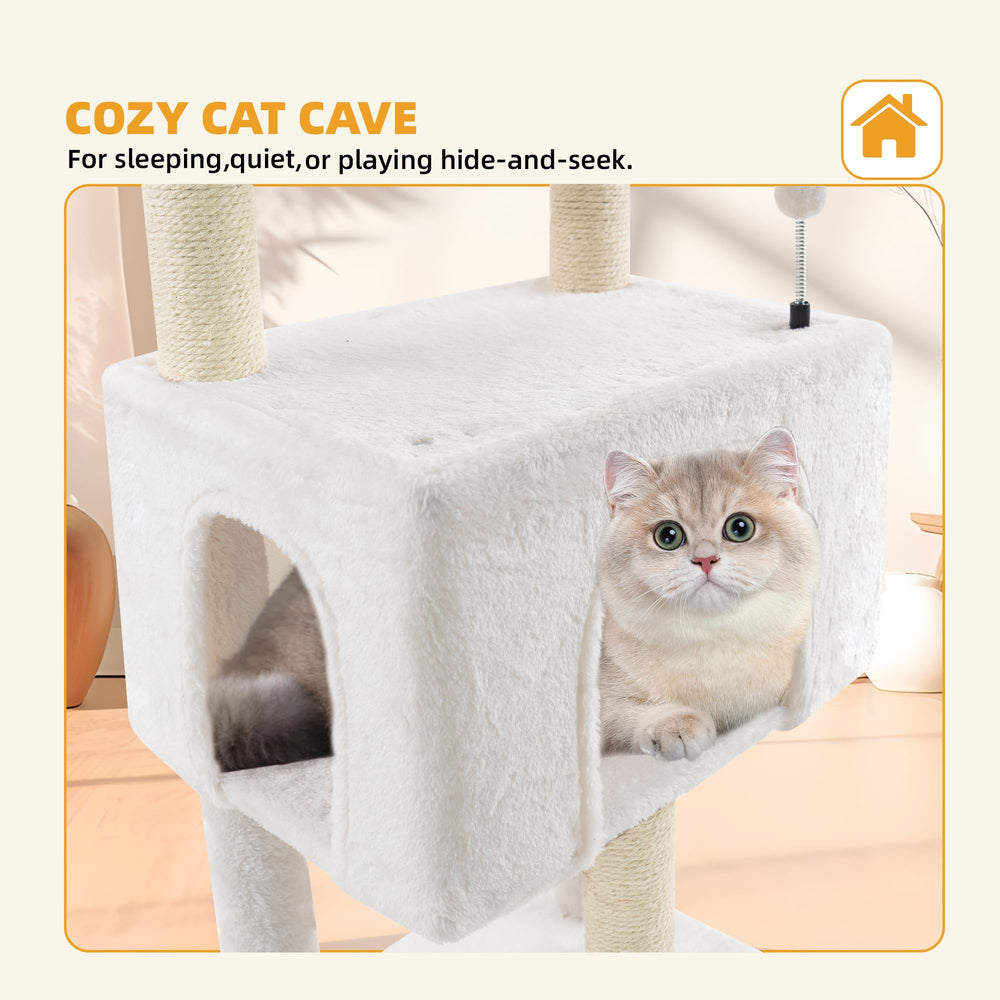 ROYPET Fashion Design 43.3-inch cat tree quick assembly with included hardware.