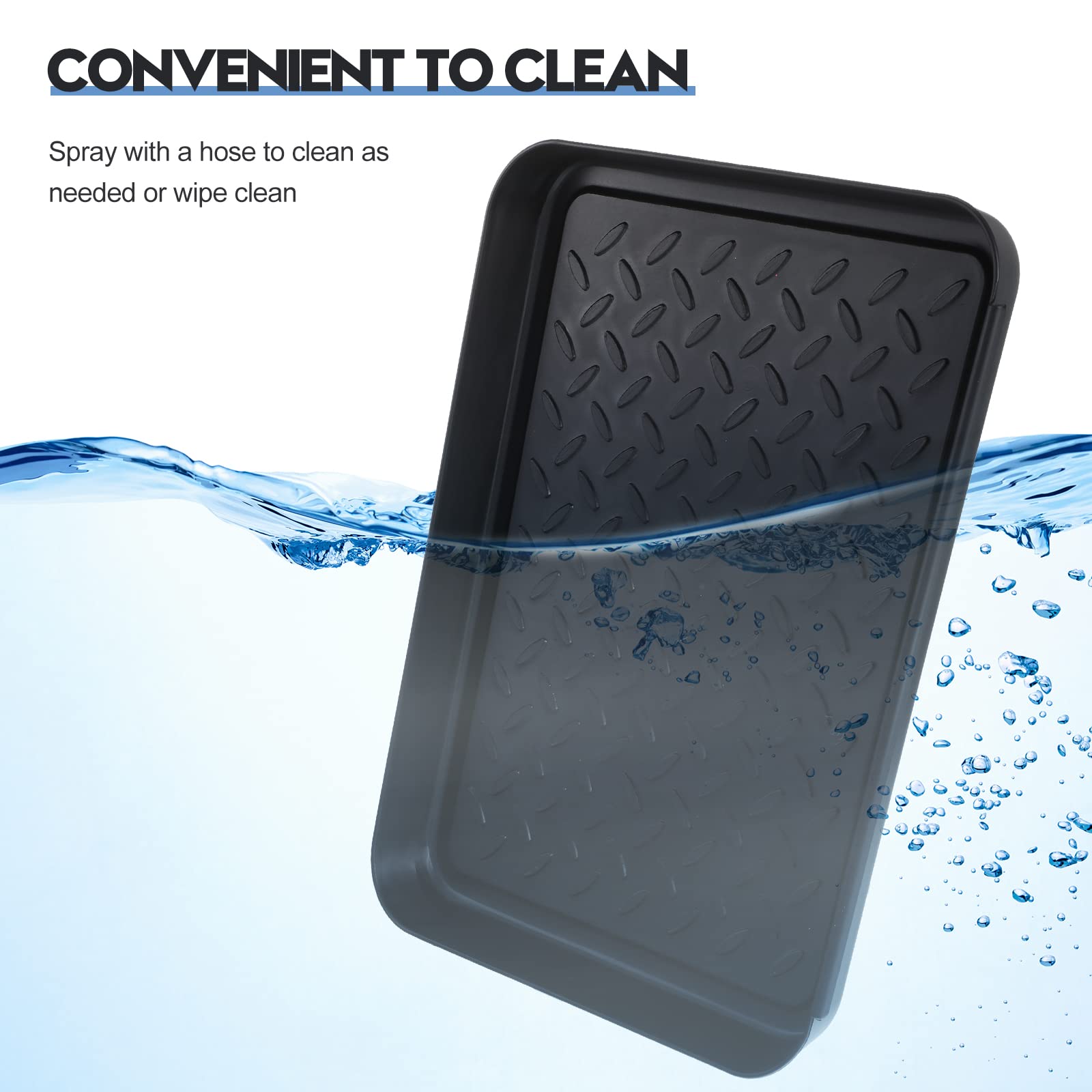 Rozer boot tray raised texture enhances grip and reduces slipping on wet shoes