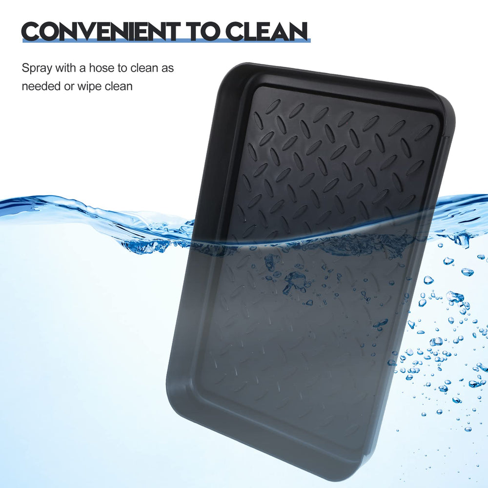 Rozer boot tray raised texture enhances grip and reduces slipping on wet shoes