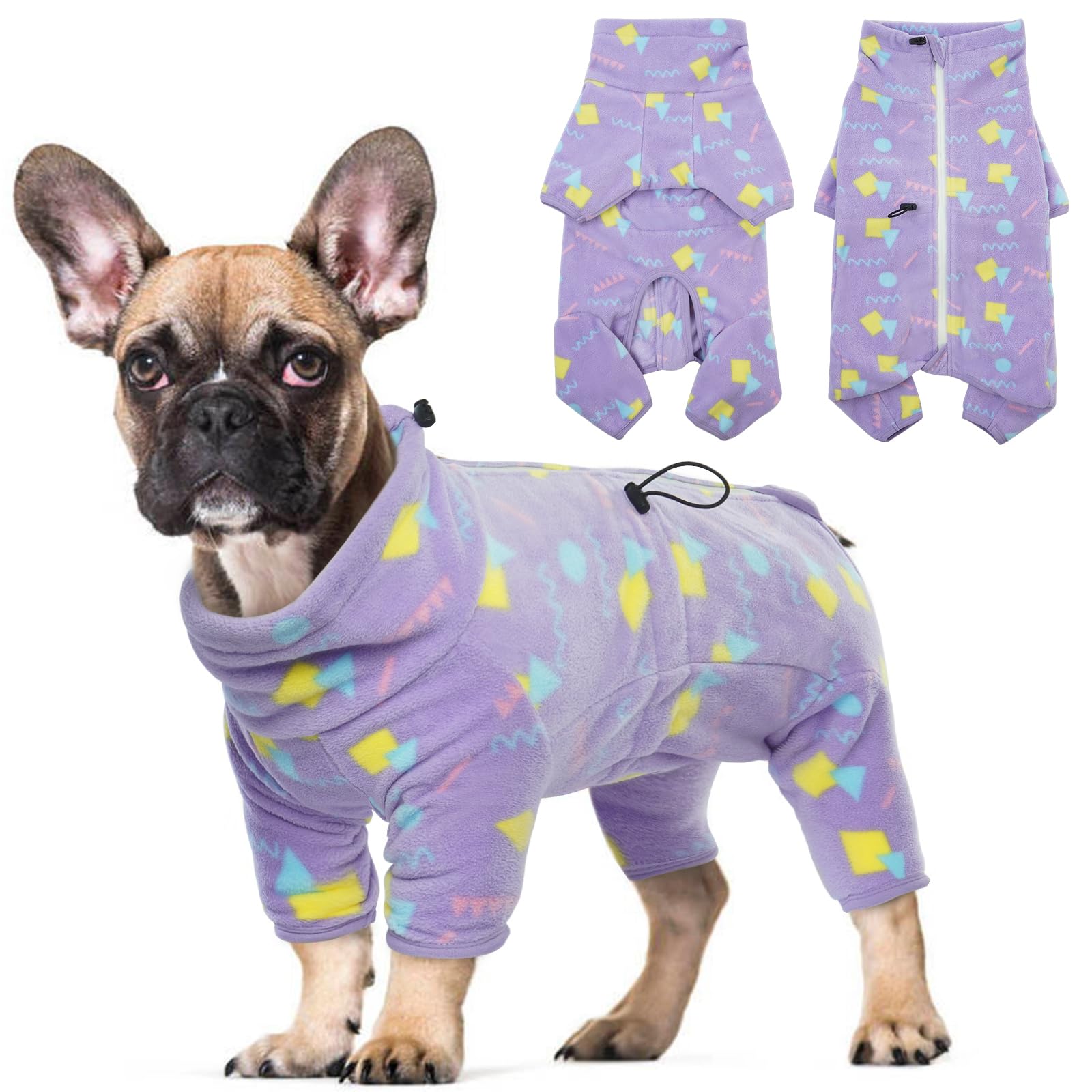 ROZKITCH dog fleece jumpsuit back zipper for easy on-off during cold walks