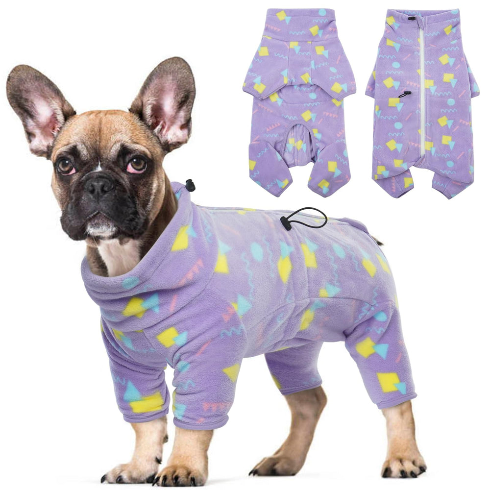 ROZKITCH dog fleece jumpsuit back zipper for easy on-off during cold walks