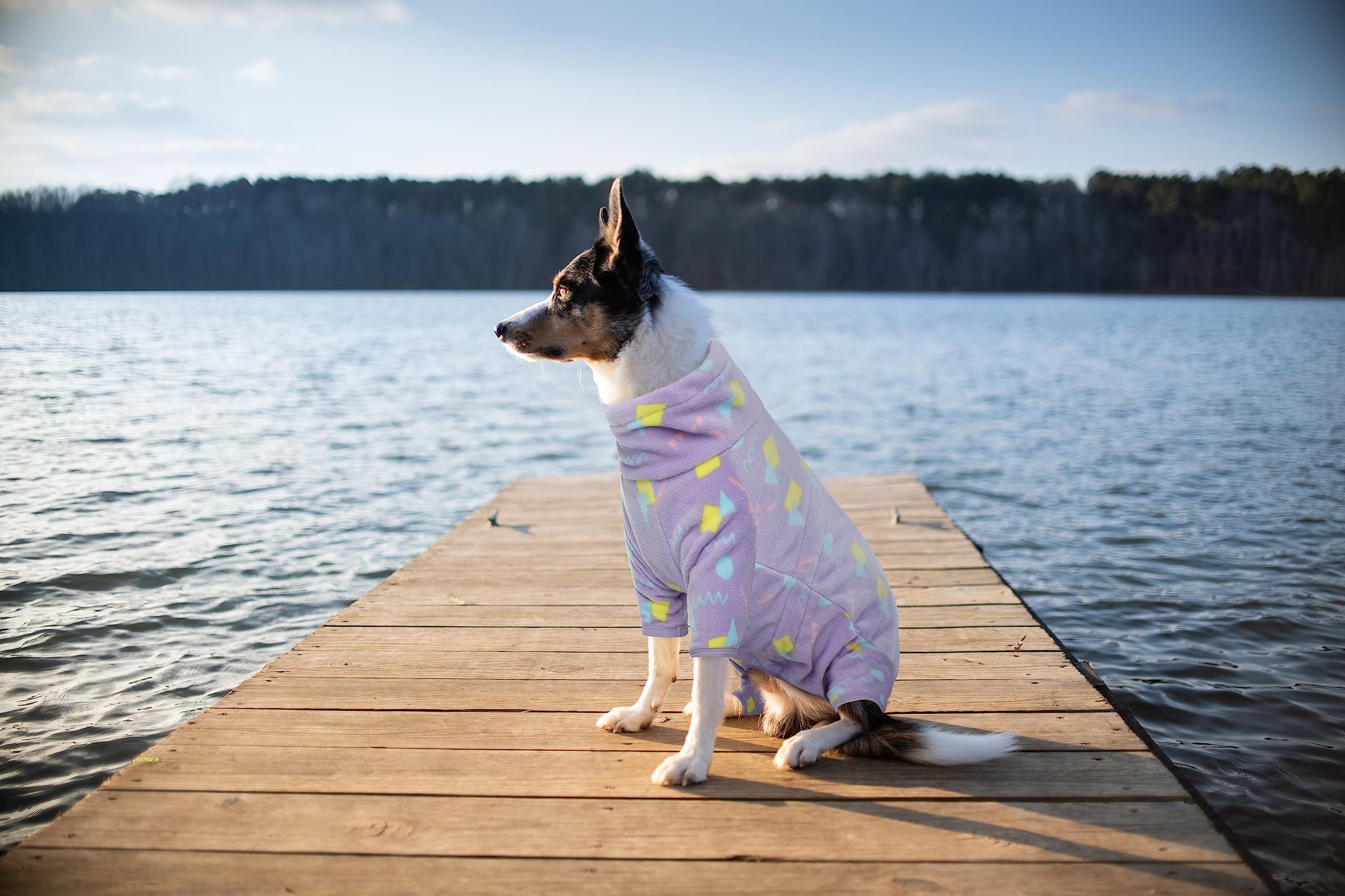 ROZKITCH dog fleece jumpsuit reflective back zipper for night visibility