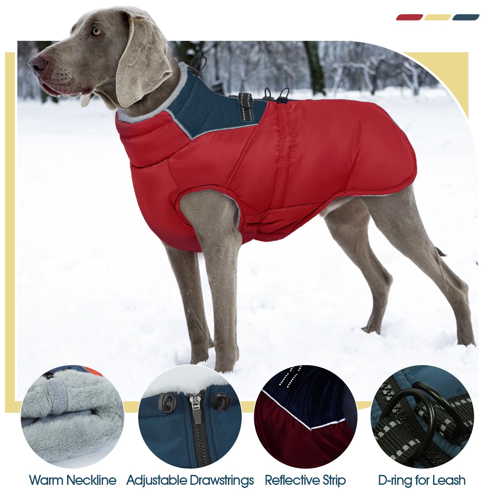ROZKITCH dog jacket back view highlighting reflective strip for night visibility