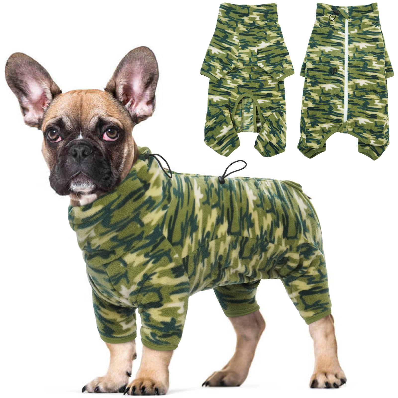 ROZKITCH dog long sleeve pajamas back view with reflective zipper for dusk visibility.