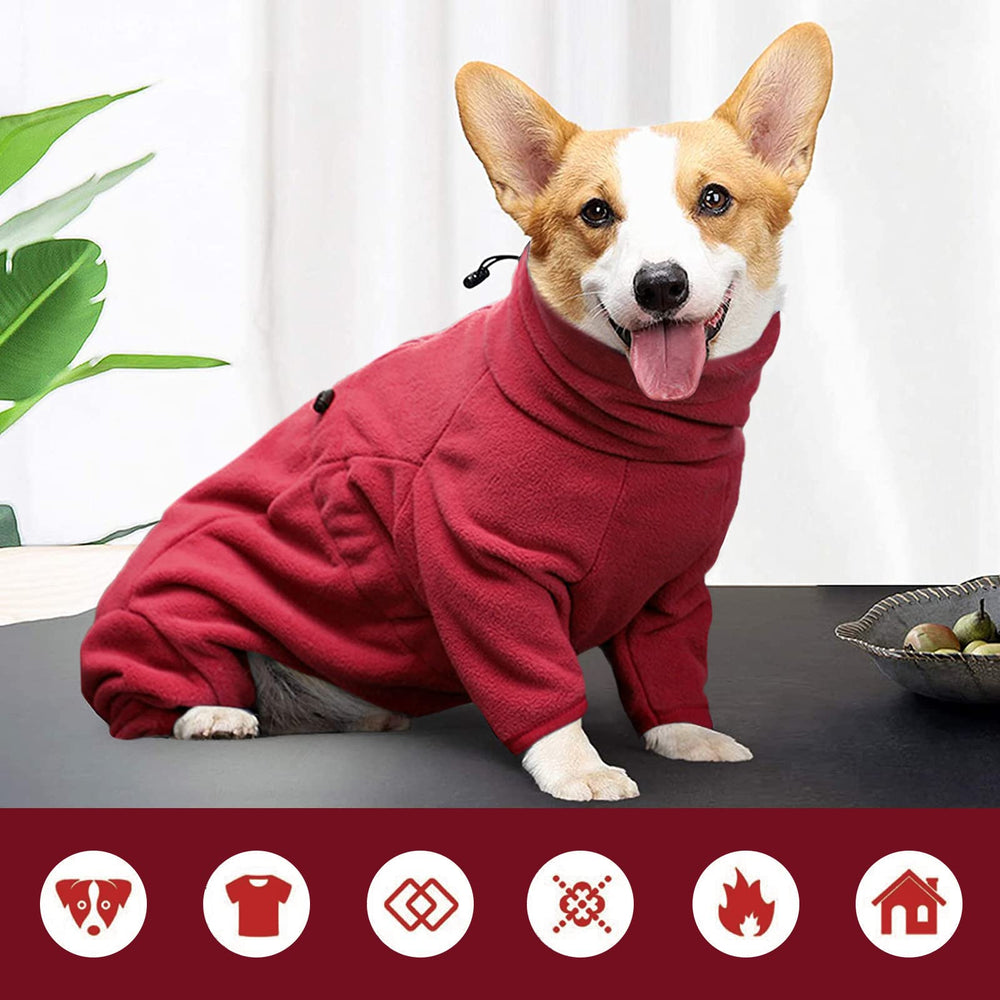 ROZKITCH dog pajamas XL warm collar demonstrates rolled-up neck warmth option