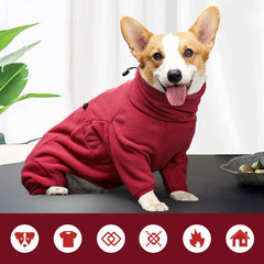 ROZKITCH dog pajamas XL warm collar demonstrates rolled-up neck warmth option