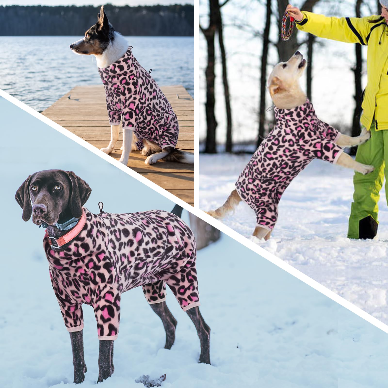ROZKITCH dog warm pajamas four-leg design offers larger coverage than two-legged coats