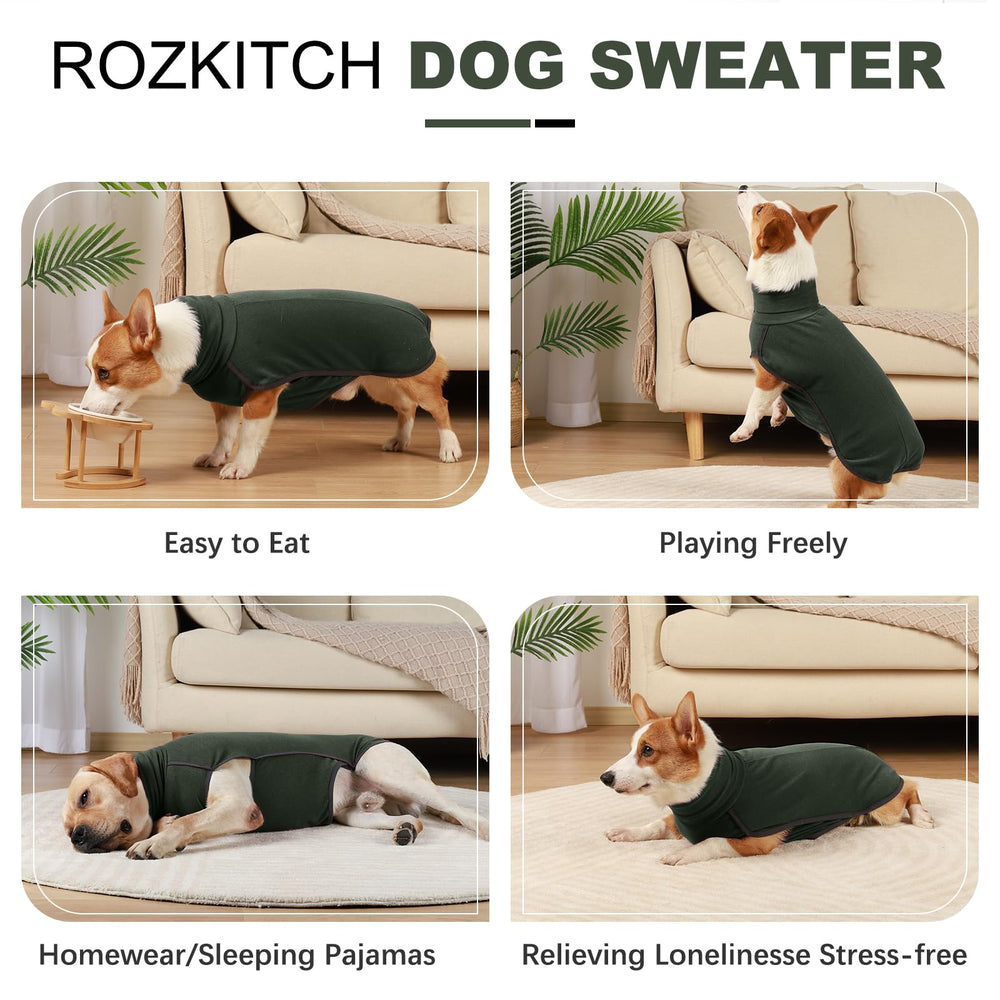 ROZKITCH dog winter coat easy wear demonstrates slip-on design for quick dressing