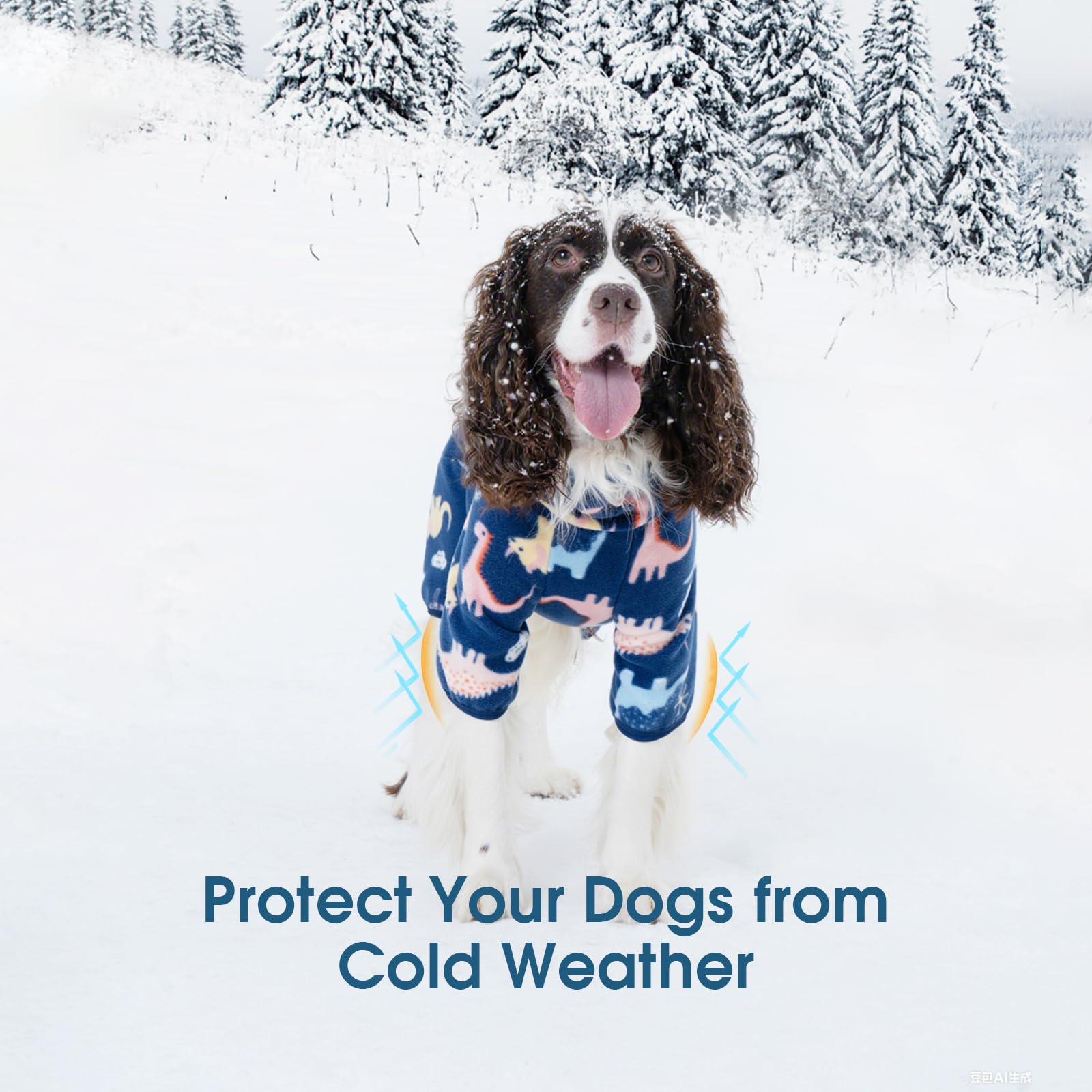 ROZKITCH dog winter coat four-leg jumpsuit close-up fleece texture for cozy warmth
