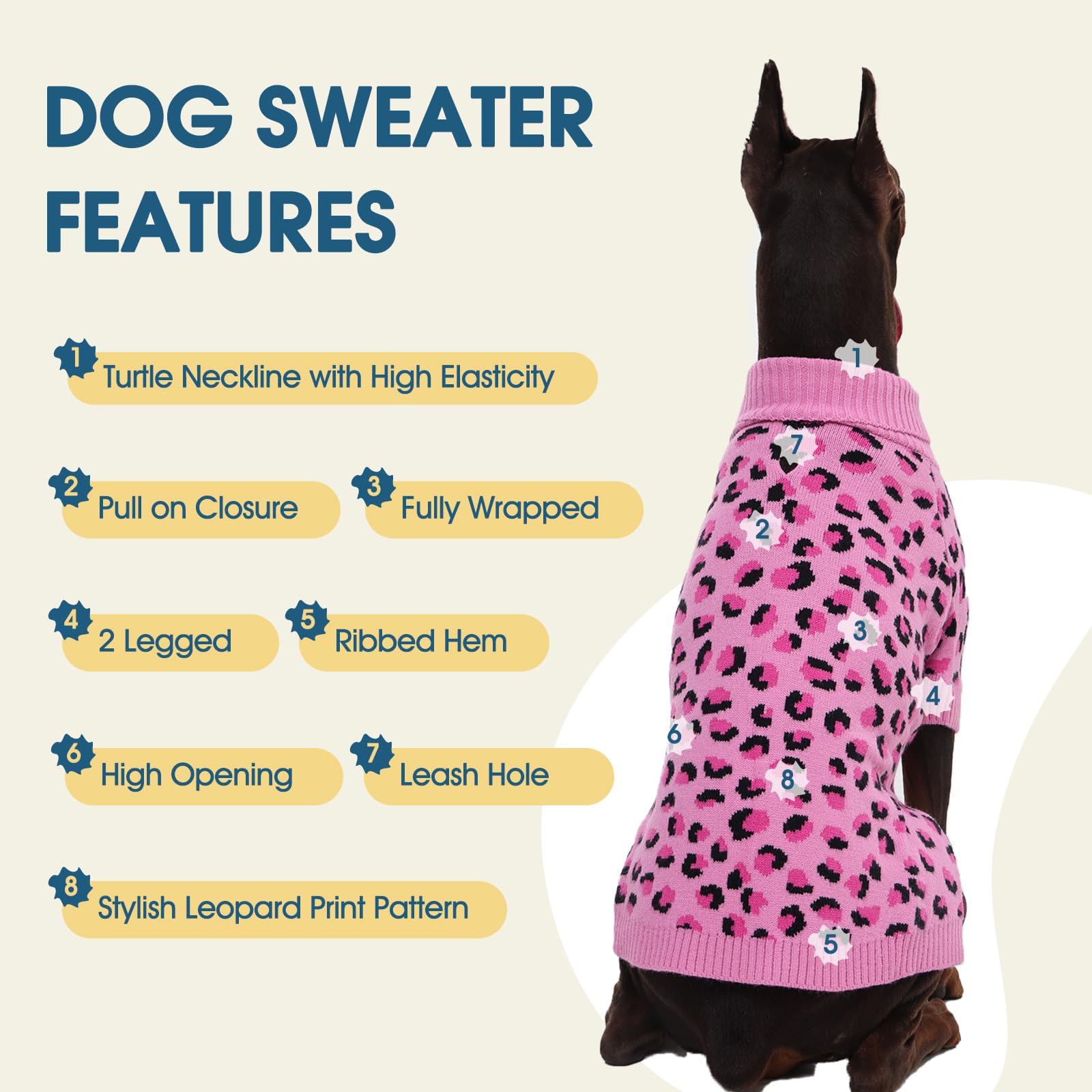 ROZKITCH foldable-turtleneck dog sweater enables easy on off and compact packing.